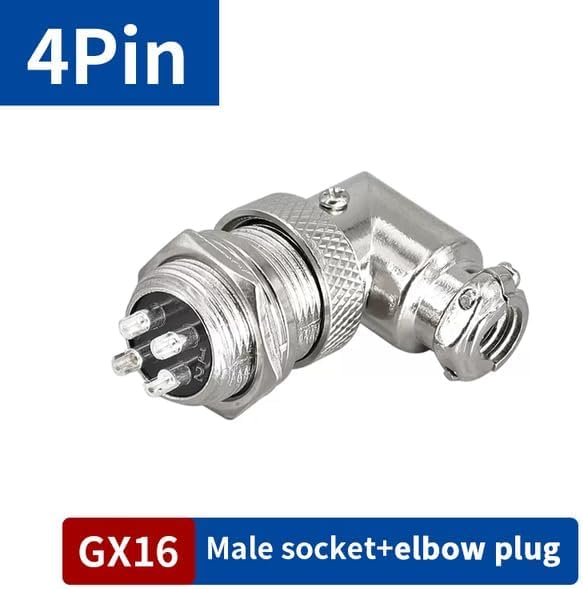 RUNCCI-YUN 2 pièces GX16 4 Broches Angle Droit Aviation Connecteur,16mm souder Mâle et Femellespanneau Câble Connecteur d'aviation (GX12 4 Pin 90 Degree)