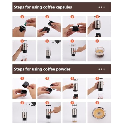 Cafetera portátil 2 en 1 compatible con cápsulas y café molido 100 mL miniatura 4