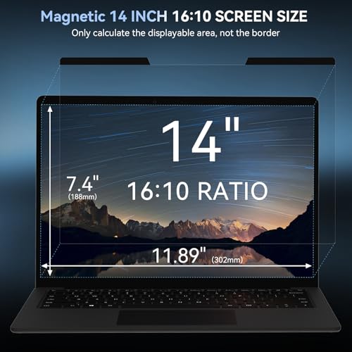 Image of Mamol Magnetic Laptop Privacy Screen 14 inch ,16:10 Aspect Removable Anti Glare Protector Blue Light Privacy Screen Filter,Filter Shield Compatible with HP /Dell /Acer /Asus /Samsung /Lenovo /Thinkpad Envy