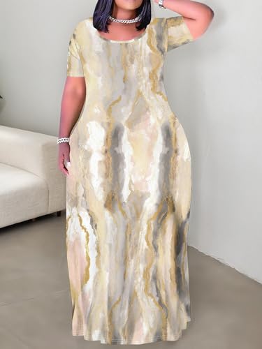 Image of Plus Size Maxi Dresses for Curvy Women T-Shirt Summer Sun Dresses Loose Fit