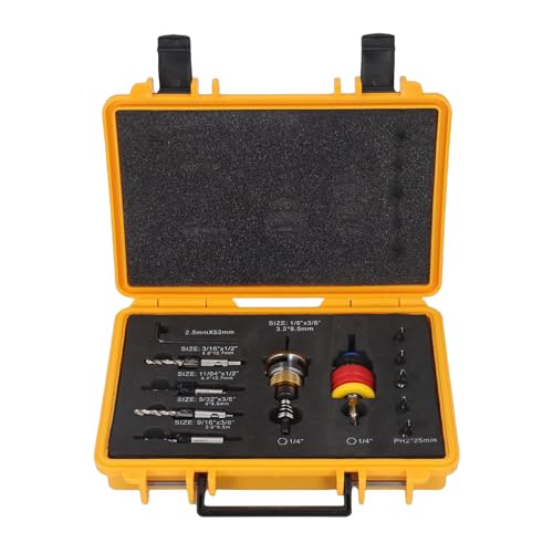YWBL-WH Juego de Brocas Avellanadoras, Collar de Tope de Profundidad Ajustable para Perforación Precisa de 3,2 Mm a 4,8 Mm para Renovación de Carpintería