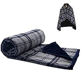 forestfish Fleece Wearable Blanket, Plaid Lap Blanket Comfy Poncho Throw with Buttons for Bed Sofa O