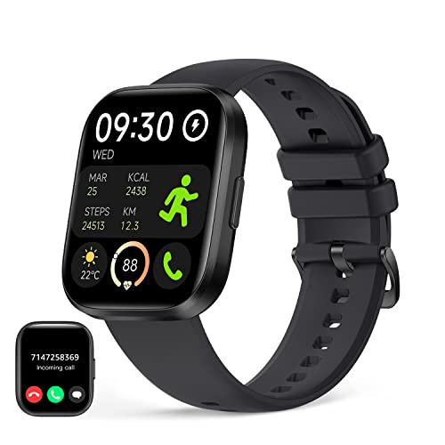 Sookot Reloj inteligente con función de llamada, 1.96' Full Touch Bluetooth Call Smartwatch para mujeres y hombres, rastreador de fitness con monitor de frecuencia cardíaca, compatible con iOS Android