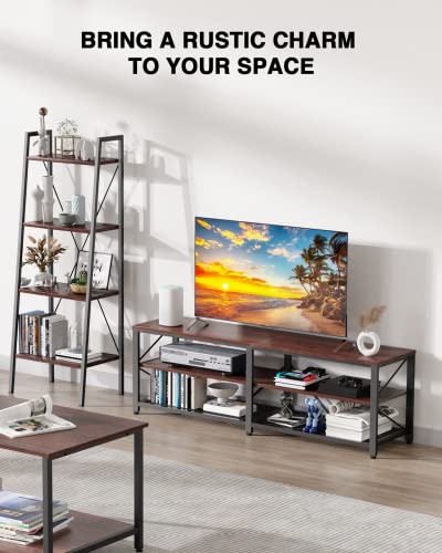 Noblewell 55 Inch, 3-Tier Wood Cabinet, Media Console Table With Storage For Living Room, Cherry Tv Stand Entertainment Center #TOP6