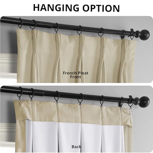 Image of HPD Half Price Drapes Velvet Blackout Curtains /Drapes - 120 Inches Long 1 Panel Blackout Curtain Signature Pleated for Living Room & Bedroom - 25W X 120L, Neutral Ground