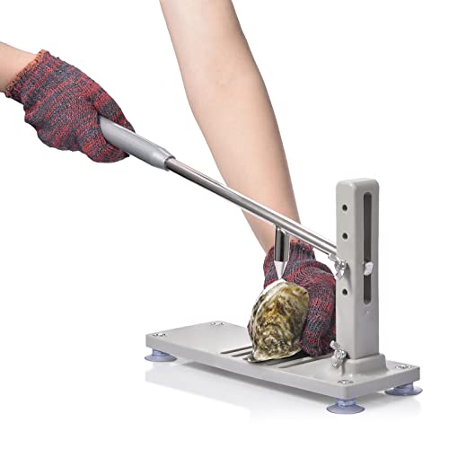 Miniatura 4 de Abridor Ostras, Oyster Shucker Cuchillo Para Ostras Juego De Herramientas Oyster Con 4 Alturas Ajustables, Acero Inoxidable, Con Guantes Base Antideslizantes Herramienta Para Mariscos Almejas