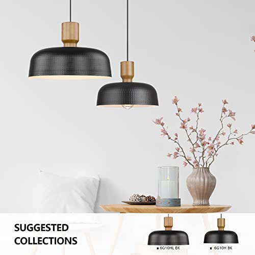 Image of Darkaway Large Industrial Pendant Light Fixtures with Hammered Metal Shade, 2Pack Black 18.1inch Oversized Pendant Lighting for Kitchen Island Hanging Lamp Adjustable Height