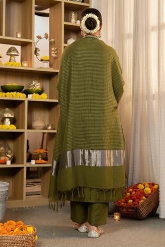 Image of Klosia Women Embroidery Solid Straight Kurta and Pant Set with Dupatta