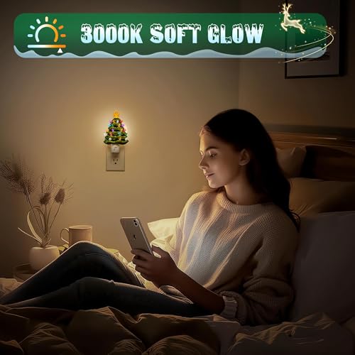 Image of JandCase Christmas Tree Night Light, 3000K Night Lights Plug into Wall