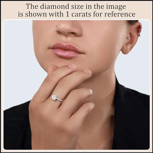 Round Moissanite or Lab Grown White Diamond Classic Solitaire Engagement Ring for Women in 925 Sterling Silver2