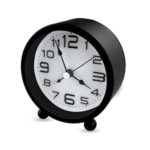 Reloj Despertador Analógico Silencioso, Sin Tictac Despertador Pilas Silencioso, Reloj Despertador Redondo Minimalista de Metal, Reloj de Mesa Decorativo para Mesilla Dormitorio