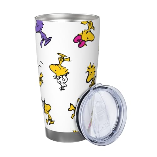 マグカップ スヌーピー ウッドストック コーヒーカップ コンビニカップ 保冷 保温 タンブラー ステンレス製 大容量 真空断熱マグ 蓋付き 持ち運び 直接ドリップ 車用 600ml Straw Three-piece Set