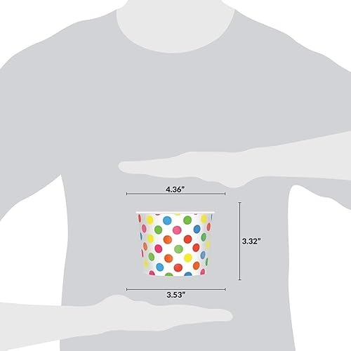 Miniatura 5 de UNIQ 1,000 unidades de cuencos de helado desechables de lunares arcoíris  Vasos de papel para helado de 16 onzas desechables  Perfecto para