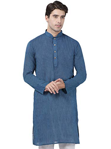 Image of VASTRAMAY Men's Royal Blue Pure Cotton Kurta