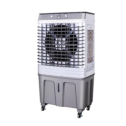 FQMYLTYN Enfriador de Aire Evaporativo 4 en 1, Aire Acondicionado Enfriador de Pantano de 200W con Tanque Grande de 60 L, Ventilador de Aire Acondicionado Industrial con Oscilación de 120 °