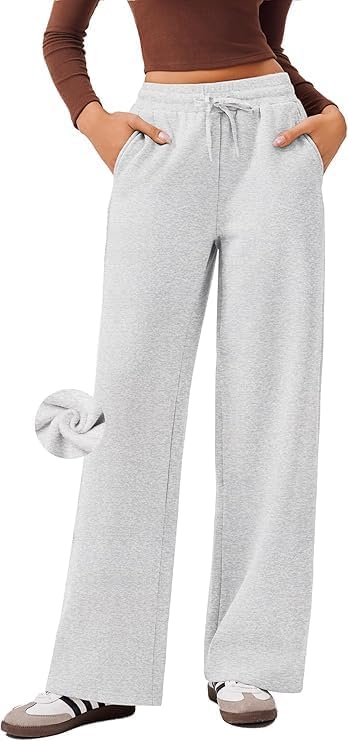 adbucks Women’s Fleece Wide Leg Sweatpants – High Waisted Athletic Winter Workout Pants with Pockets, Baggy Lounge Pants with Thermal Fleece Lining-picture-53