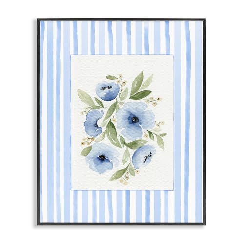 Floral Stripe Border Botanical, 24 x 30 Inch Framed Giclée Print