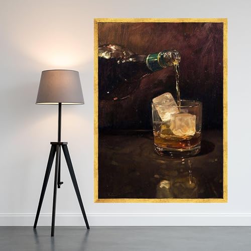 Décoration de bar moderne grand tableau whisky salon contemporain