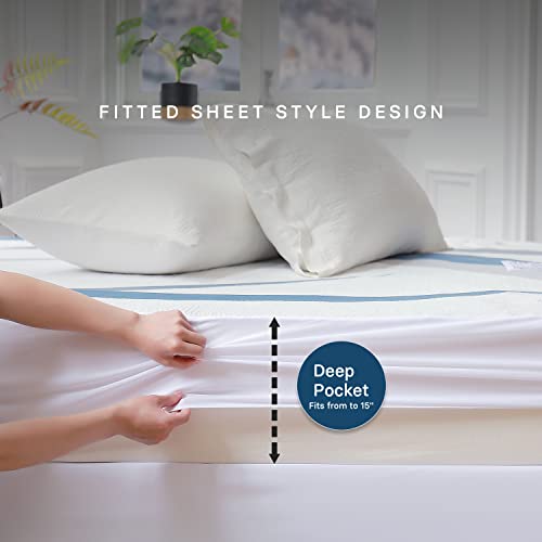 Gotcozy Heated Mattress Pad Queen Size Dual Control - Electric Mattress pad fit up to 15‘’with 10 Heat Seatings & 10 Hour Auto Off ETL Certified Machine Washable(Blue)