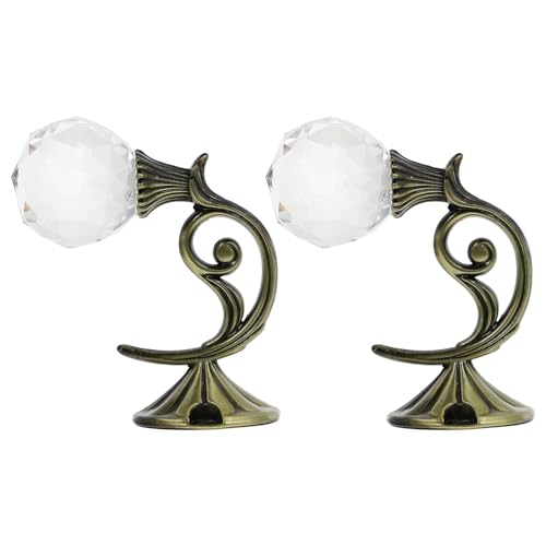FIXOSHEE 2 Piezas Ganchos de Aluminio y Cristal para Cortinas Soportes Decorativos de Pared para Sujetar Visillos y Cortinas Compactos y Fáciles de Instalar para Hogar