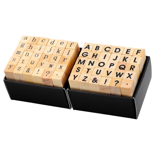 Quilax 60 Stück Buchstaben Stempel Alphabet Holzstempel