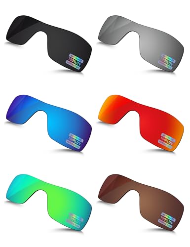 Image of Bowyer 6 Pieces POLARIZED Replacement Lenses for Oakley Oil Rig Sunglasses - Black + Titanium Mirror + Surf Blue Mirror + Fire Red Mirror + Jade Green Mirror + Brown