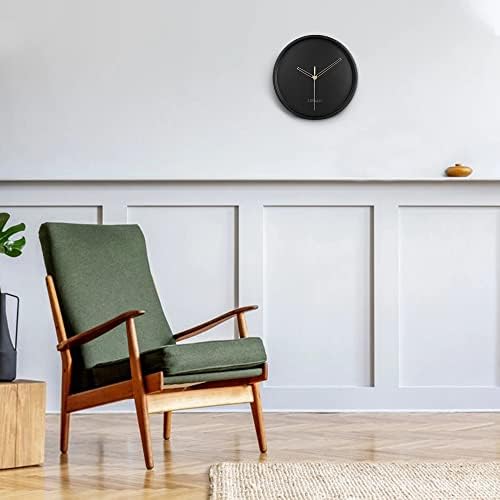 Lafocuse 12 Inch Minimalist Metal Black Wall Clock for Living Room Decor, Modern Wall Clock Kitchen Battery Operated Silent Bedroom Home Office