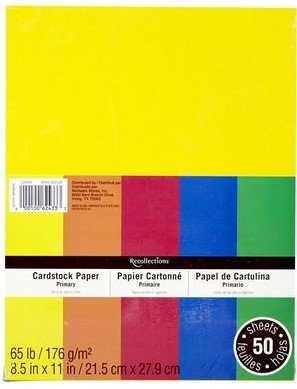 Recollections Cardstock Paper, 8 1/2 X 11 Primary Colors - 50 Sheets