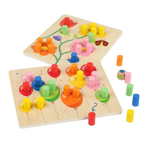 Clasificación de colores: niños clásicos que incorporan colores educativos, juegos educativos | Coincidencia de reconocimiento, juguetes de madera para habilidades de coordinación de manos para niños