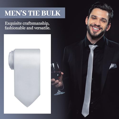 Image of Syhood 6 /12 /24 Pcs Men Ties Set Solid Satin Pure Color Business Formal Necktie Tie 57 inch for Men Occasion Wedding