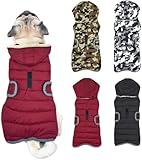 Etechydra Winter Hundejacke with Abnehmbarem Hut, Hundemantel Wasserdicht Reflektierend Hund Mantel Warme Hoodie Fleece Welpenmantel, Jacken für Kleine Mittlerer Große Hunde, Rot, M