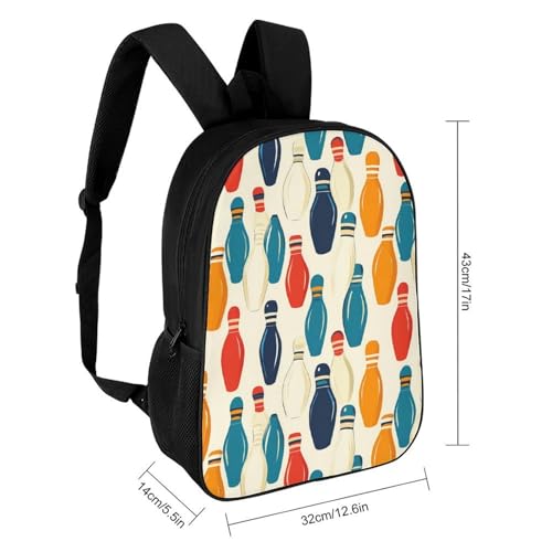 Colorful Bowling Pins 17 Inch Backpack Classic Travel Daypack with Adjustable Shoulder Straps for Men Women2