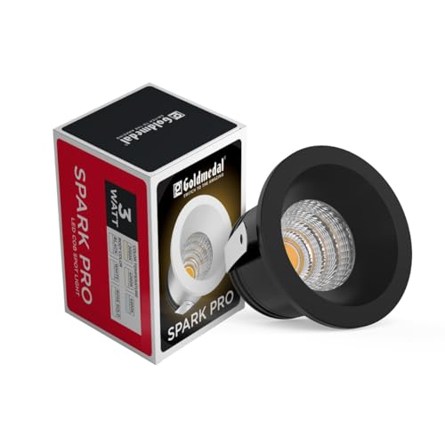 Image of Goldmedal Spark Pro 3W Black LED COB Spot Light - Neutral White (4000K) |Cut-Out Size:O30mm |Recessed Spot light for False Ceiling |Suitable for Indoor Application |Body Color:Black |Aluminium Housing