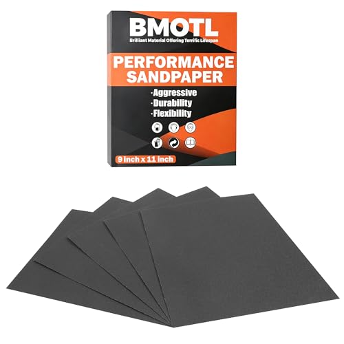 BMOTL 180 Grit Sandpaper Sheets 9x1112Pcs Wet Dry Silicon Carbide Medium Sand Paper for Wood Furniture Finishing Automotive Polishing Metal Sanding
