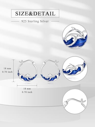 Hypoallergenic Animal Hoop Earrings for Women 925 Sterling Silver Bat/Cat/Highland Cow/Sea Turtle/Panda/Dolphin/Dog Hoop Earrings Animal Jewelry Gifts for Sensitive Ears2