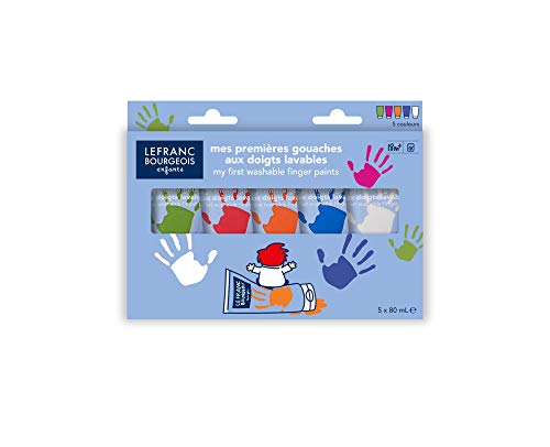 Lefranc Bourgeois - Mes premières gouaches aux doigts lavables pour enfants - 5 tubes de 80ml