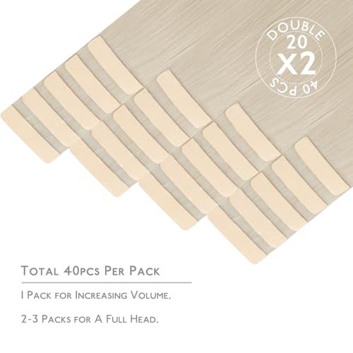 Image of WENNALIFE Tape in Hair Extensions Human Hair, 40pcs 100g 24 inch Platinum Blonde Hair Extensions Real Human Hair Straight Tape in Extensions Invisible Extensions