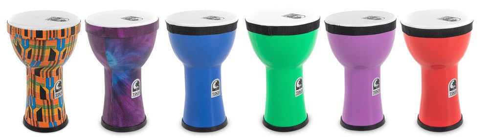 TOCA Doumbek Freestyle 2 Drum (fusto in PVC resistente alle intemperie con altezza di 10", sempre perfettamente accordato, ideale per i circoli di l'educazione e la terapia, diametro: 6"), Panno Kente