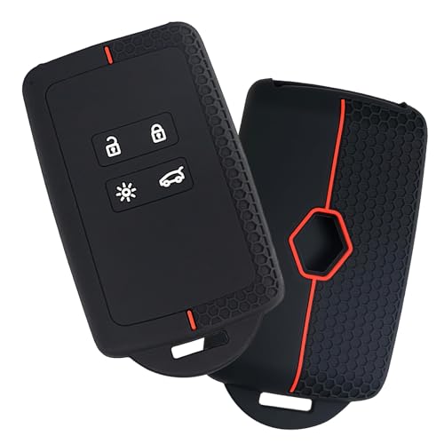 Soporte para tarjetas de llave compatible con Renault, funda de 4 botones para llaves de coche de silicona TPU suave, soporte para llaves de coche, compatible con Clio Megane Koleos Kadjar Captur Soporte para tarjetas de llave compatible con Renault, funda de 4 botones para llaves de coche de silicona TPU suave, soporte para llaves de coche, compatible con Clio Megane Koleos Kadjar Captur