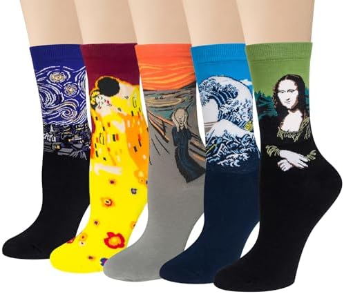 Chalier 5 Pairs Funny Socks for Women, Famous Painting Art Fun Socks