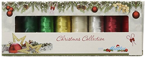 Mettler PolySheen and Metallic Spools Christmas Embroidery Thread (Set of 8), 1500 yd/1372m
