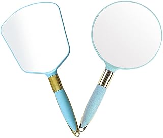 Alipis 2pcs Mirror with Handle Portable Mirror Hand Held Mirror Handheld Mirror with Light Antique Hand Mirror Unique Mirrors Makeup Mirror with Handle Makeup Tool Handle Mirror Travel
