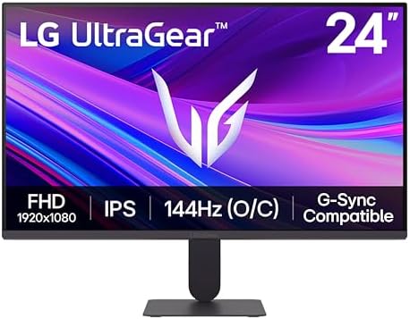 LG 24G411A-B 24-inch Ultragear Full HD (1920 x 1080) IPS Gaming Monitor, 144Hz (O/C), 1ms MBR, NVIDIA G-Sync Compatible, AMD FreeSync, HDR10, HDMI, DisplayPort, Slim Stand, Black - View 3