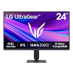 LG 24G411A-B 24 Zoll Ultragear Full HD (1920 x 1080) IPS Gaming Monitor, 144Hz (O/C), 1ms MBR, NVIDIA G-Sync kompatibel, AMD FreeSync, HDR10, HDMI, DisplayPort, Slim Stand, Schwarz