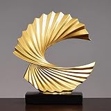 FelyHos Gold Wave Resin Statue Modern Abstract Home Decor Accents