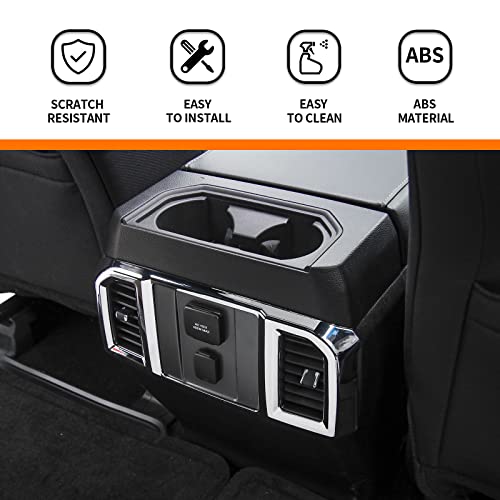 Hoolcar Interior Center Console Dashboard Navigation Trim Cover Kit Abs Accessories For 2015-2020 Ford F150, Chrome #TOP2