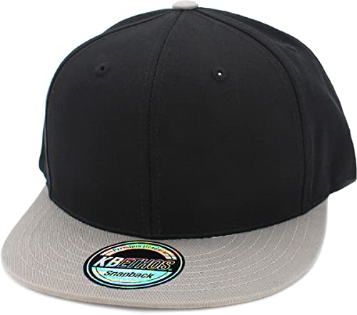 Image of KBETHOS Classic Snapback Hat Blank Cap Underbrim Cotton Wool Blend Flat Visor Adjustable Unisex