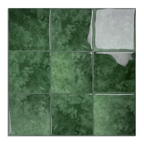 10 Sheet Peel and Stick Backsplash Tile, 12'x12', Green