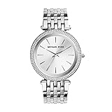 MICHAEL KORS Damen Uhr - Rundes Edelstahlgehäuse (Durchmesser 39 mm), glänzend - Wasserdicht bis 5 ATM - Lünette mit klaren Glassteinen
