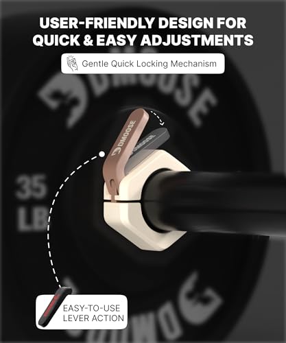 DMoose Barbell Clips (Pair) - Quick Release Olympic Barbell Clamps with Anti Slip TPR Grip, 2" Barbell Collars for Secure Weightlifting & Powerlifting (Beige - Magnetic) - Thumbnail 7